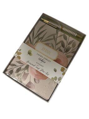 Laura Ashley Rose & Sage Floral Journal with Striped Gold Pen